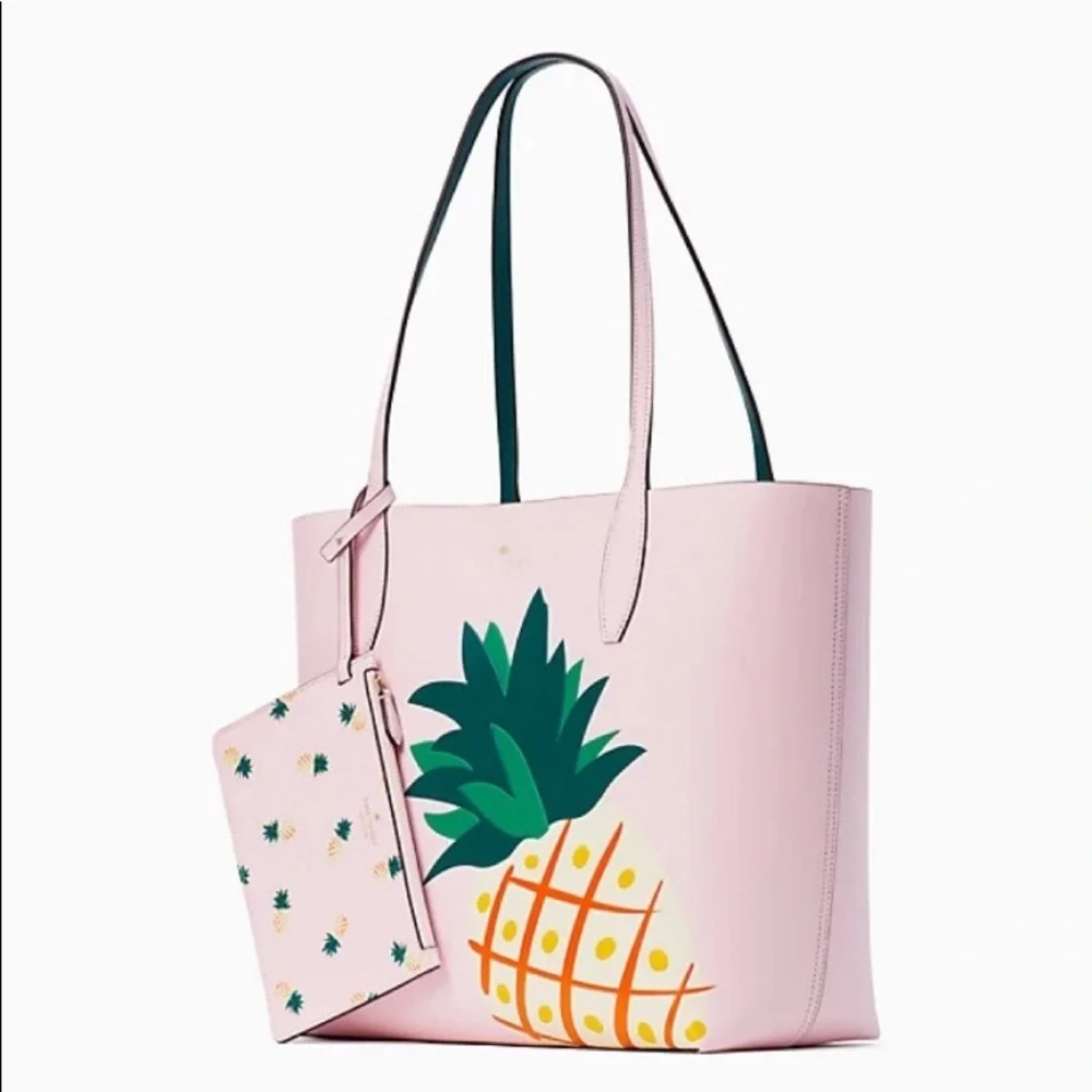 ♠️Kate Spade Colada Pineapple Graphic Large Tote Bag Pink Multi NWT - Picture 1 of 12